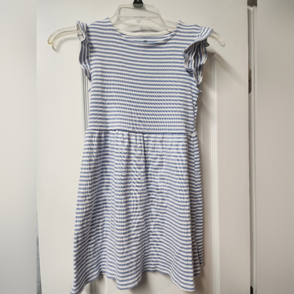 H&M Ribbed Jersey Dress Blue And White Striped